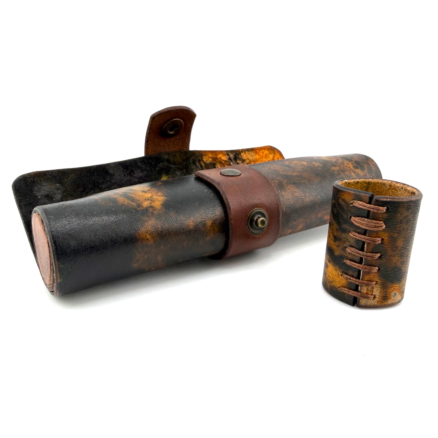Z-stem MINI Leather Sleeve / Case Set - Brown/Black Splatter