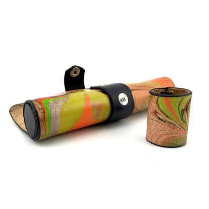 Z-stem MINI Leather Sleeve / Case Set - Green/Orange Marble