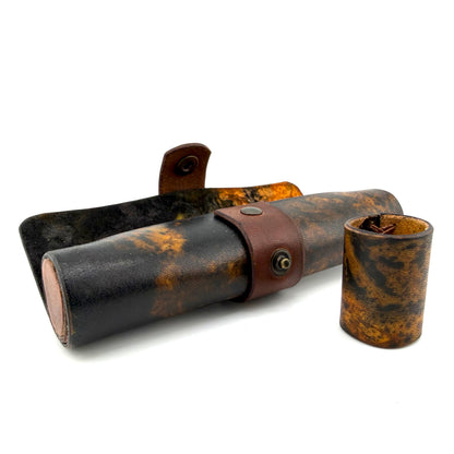 Z-stem MINI Leather Sleeve / Case Set - Brown/Black Splatter