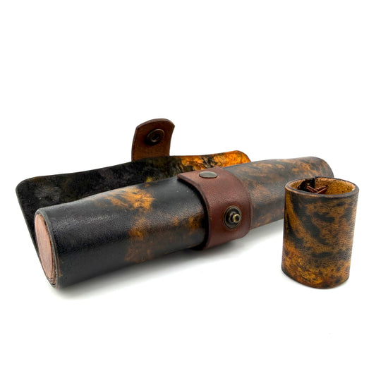 Z-stem MINI Leather Sleeve / Case Set - Brown/Black Splatter