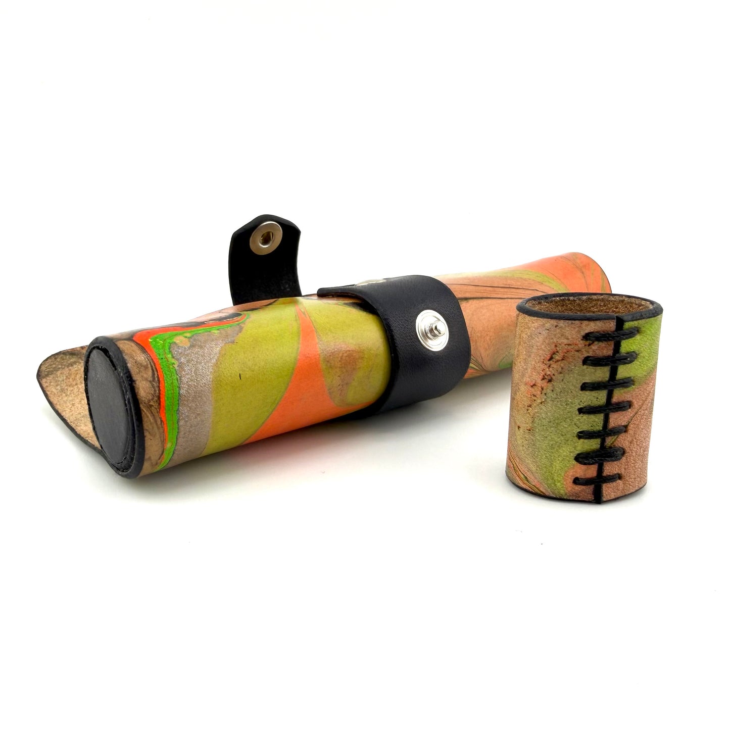 Z-stem MINI Leather Sleeve / Case Set - Green/Orange Marble